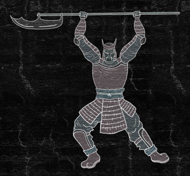 Zırhlı samurayın güzel bir görüntüsü.