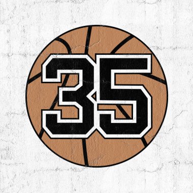 35 numaralı basketbol topunun güzel bir görüntüsü.