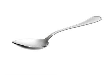 boş çelik kaşık beyaz arkaplanda izole