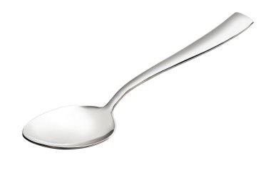 boş çelik kaşık beyaz arkaplanda izole