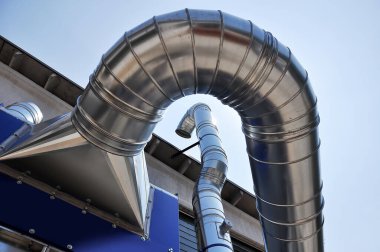 Perspective view of Steel pipes for industrial ventilation exhaust