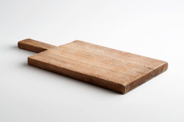 İzole boş dikdörtgen Ahşap Doğrama tahtası beyaz arka plan üzerinde