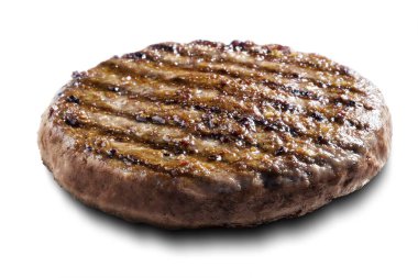 Tek Izgara Biftek Burger beyaz arka planda izole