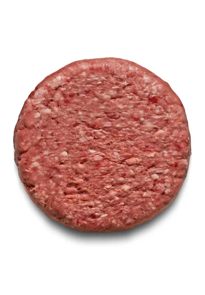 Vista Dall Alto Single Raw Beef Burger — Foto Stock