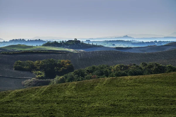 Toskánská Krajina Sienských Vrchů Podzimní Zemědělské Fáze Sklizni — Stock fotografie