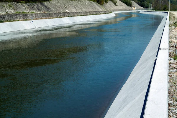 Horizontal Shot Artificial River Channel Concrete — Stock Photo, Image