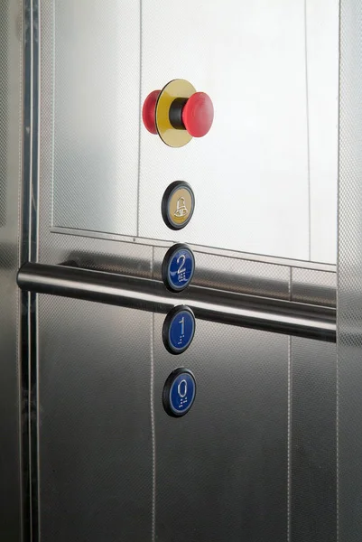 Detail of lift button panel with reflex