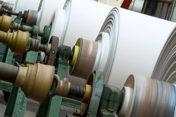 Perspectief Overzicht Van Rij Textielrollen Textielindustrie — Stockfoto