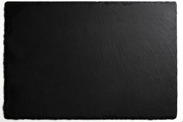 Top View Empty Rectangular Black Stone Plate — Stock Photo, Image