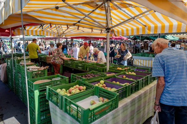 Грац Австрия Августа 2023 Года Лавка Овощами Фруктами Фермерском Рынке — стоковое фото
