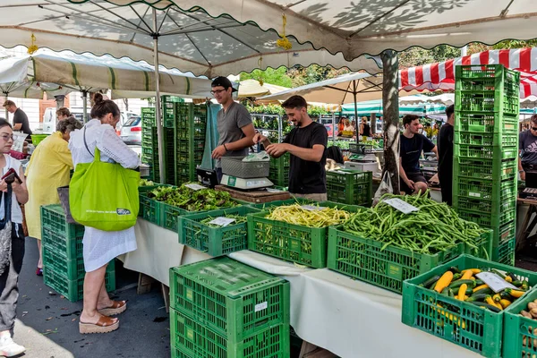 Graz Austria Agosto 2023 Bancarella Con Verdure Frutta Mercato Contadino — Foto Stock