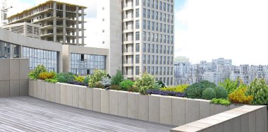 Teras bahçıvanlığı konut projesinin mimari vurgusu olarak, 3D canlandırma
