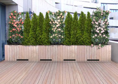 Yeşil balkon, kentsel fikirler 3D görüntüleme