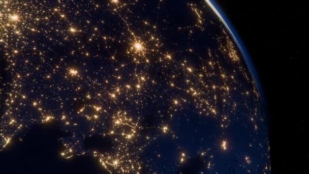 Изменение Дня Ночи Востоке Юге Европы Рассматривается Космоса — стоковое видео