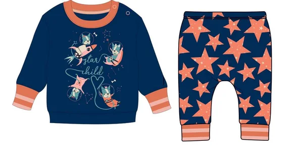 Detalhe Impressão Crianças Pijama Vetor Esboço — Vetor de Stock