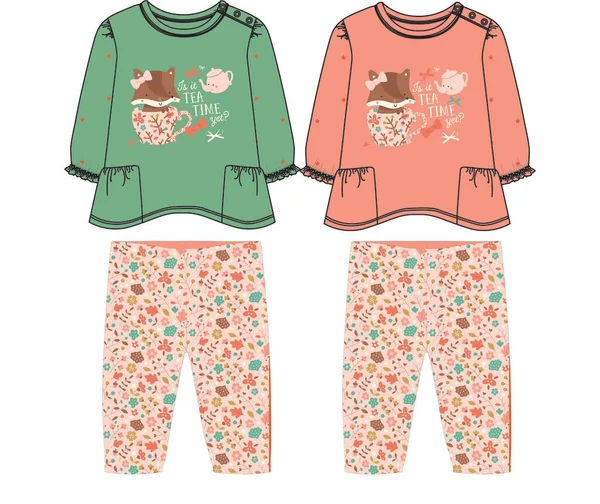 Kids Baby Pajamas Design Sketch Cute Cup Slogan — Stock Vector
