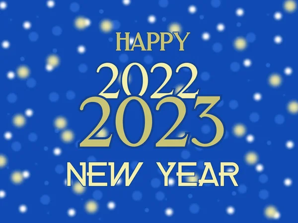 Cartão Feliz Ano Novo 2023 Fundo Azul Bokeh — Fotografia de Stock