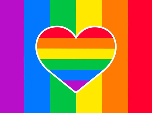 LBGTQ card with heart. Rainbow colors.