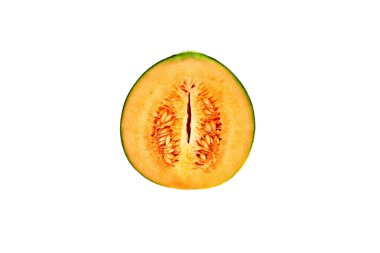 Charentais ya da Cavaillon beyaz arka planda izole edilmiş. Üst görünüm.