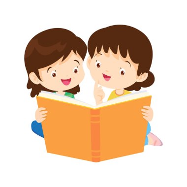 Mutlu çocuklar ve kitaplar. Çocuklar okula dönüş konseptini okuyor. 