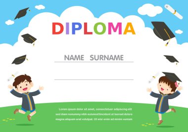 Anaokulu Çocuk Diploması, Okul Çocukları Diploması Tasarım Şablonu