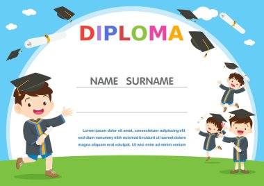 Anaokulu Çocuk Diploması, Okul Çocukları Diploması Tasarım Şablonu