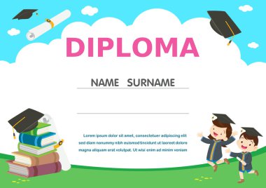 Anaokulu Çocuk Diploması, Okul Çocukları Diploması Tasarım Şablonu