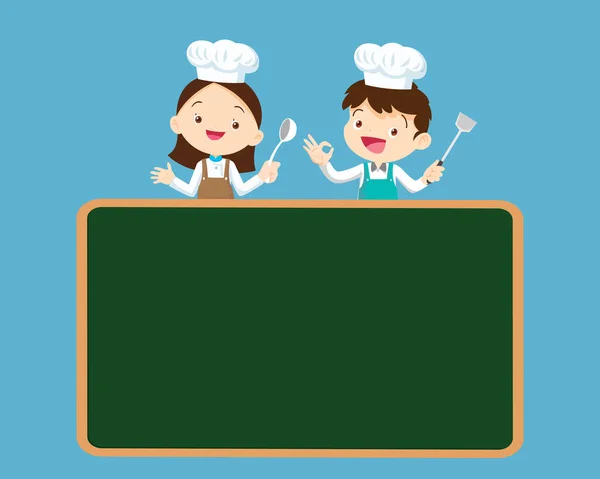 Chef Kids Cooking Class Design Template Cute Pequeno Chef Cozinhar —  Vetores de Stock