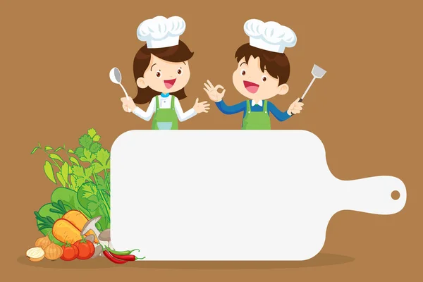 Шеф Кухар Дитячий Шаблон Дизайну Класу Приготування Їжі Миле Меню — стоковий вектор