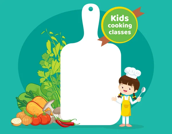 Chef Kids Cooking Class Design Template Cute Little Chef Cooking — Stock Vector