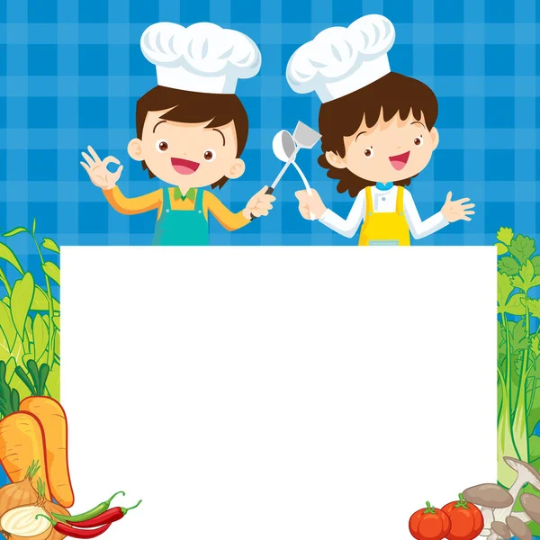厨师小孩烹调课设计模板 可爱的小厨师烹调餐菜单 — 图库矢量图片