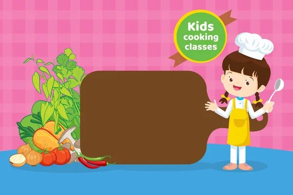 Chef Kids Plantilla Diseño Clase Cocina Lindo Menú Comida Cocinero — Archivo Imágenes Vectoriales