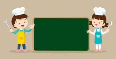 Şef Çocuklar Aşçılık sınıfı tasarım şablonu. Şirin aşçı menüsü, pano, poster, sertifika.