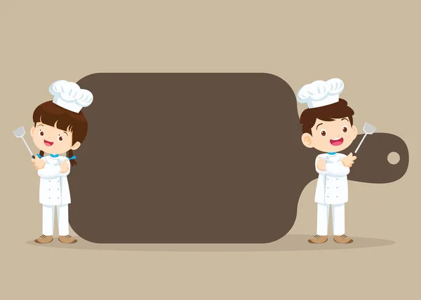 シェフの子供料理教室のデザインテンプレート かわいいシェフの料理の食事メニュー ボード ポスター バナー 証明書 — ストックベクタ