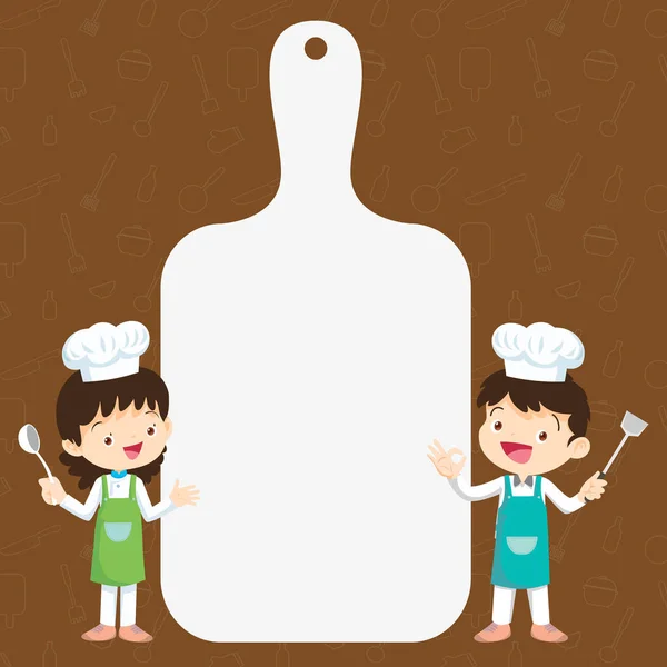 シェフの子供料理教室のデザインテンプレート かわいいシェフの料理の食事メニュー ボード ポスター バナー 証明書 — ストックベクタ