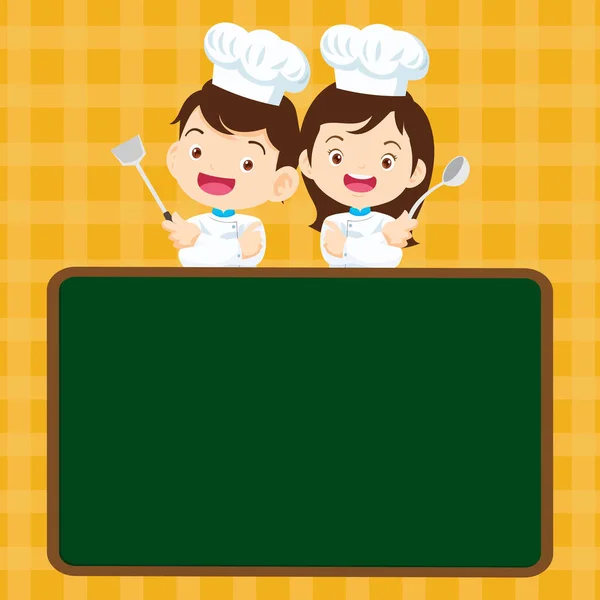 Chef Kids Plantilla Diseño Clase Cocina Lindo Menú Comida Cocinero — Vector de stock