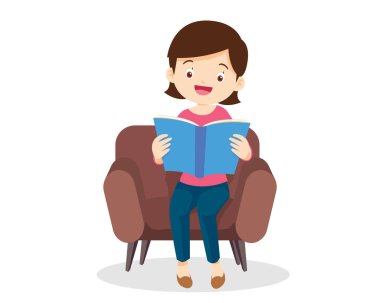 Kanepede kitap okuyan kadın.