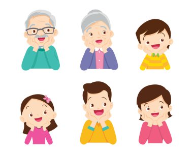 Sevimli insan karakteri, elleri üzerinde dinlenen çene, elleri çenesinde düşünen.