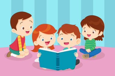 Erkek ve kız öğrencilerin öğrendiği öğretmen. Okula Dönüş Konsepti eğitimi ile okuyan çocuklar.