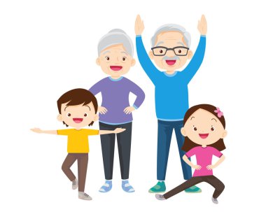 Mutlu Aile Spor Faaliyetleri. Anne, baba ve çocuk evde sabah egzersizi yapıyor. Baba, Anne ve Küçük Oğul Spor Salonu, Sağlıklı Yaşam Tarzı