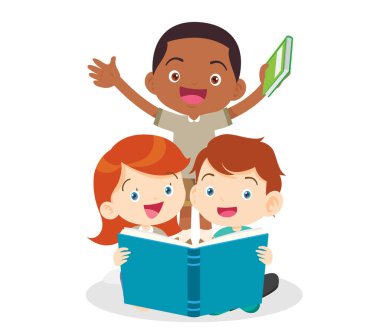 Erkek ve kız öğrencilerin öğrendiği öğretmen. Okula Dönüş Konsepti eğitimi ile okuyan çocuklar.