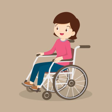 Kadın tekerlekli sandalyede oturuyor. Tekerlekli sandalyedeki kadın hasta.