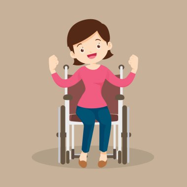 Kadın tekerlekli sandalyede oturuyor. Tekerlekli sandalyedeki kadın hasta.