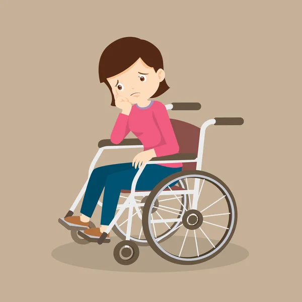 Woman Sitting Wheelchair Female Patient Wheelchair — Stock Vector