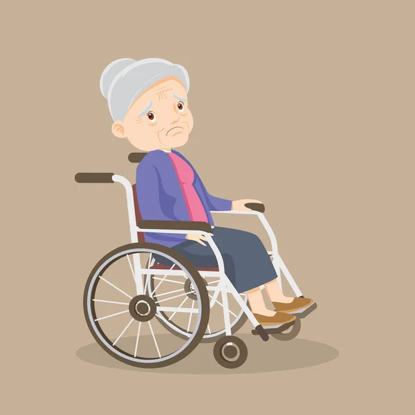 Idős Öreg Woman Egy Kerekesszék Vezető Női Beteg Tolószékben — Stock Vector