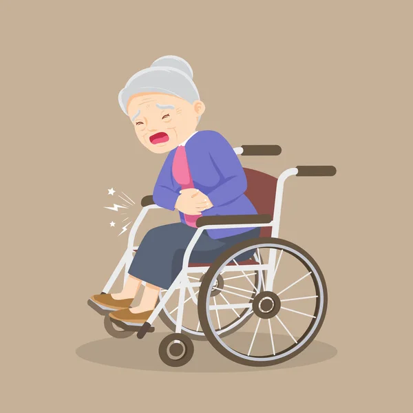 Ηλικιωμένος Γέρος Woman Κάθεται Μια Αναπηρική Πολυθρόνα Ανώτερος Γυναίκα Ασθενής — Διανυσματικό Αρχείο