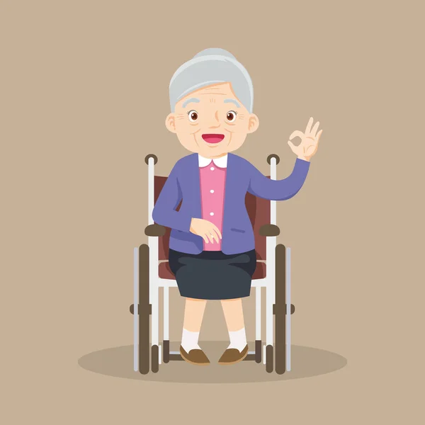 Starší Starý Woman Sedí Invalidním Vozíku Senior Žena Invalidním Vozíku — Stockový vektor