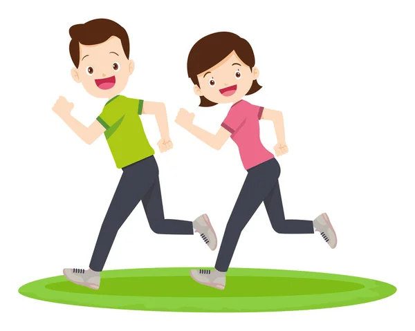 Activité Sportive Familiale Heureuse Maman Père Enfant Faisant Exercice Matinal — Image vectorielle