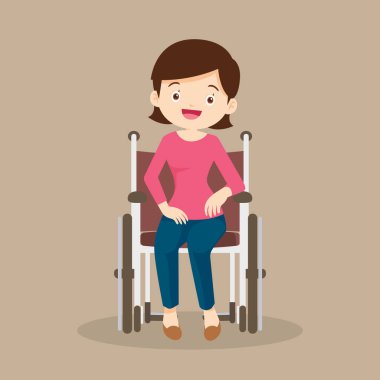 Kadın tekerlekli sandalyede oturuyor. Tekerlekli sandalyedeki kadın hasta.