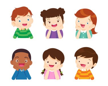 Sevimli insan karakteri, elleri üzerinde dinlenen çene, elleri çenesinde düşünen.